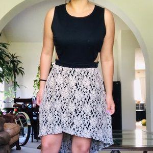 Tan and black high low dress